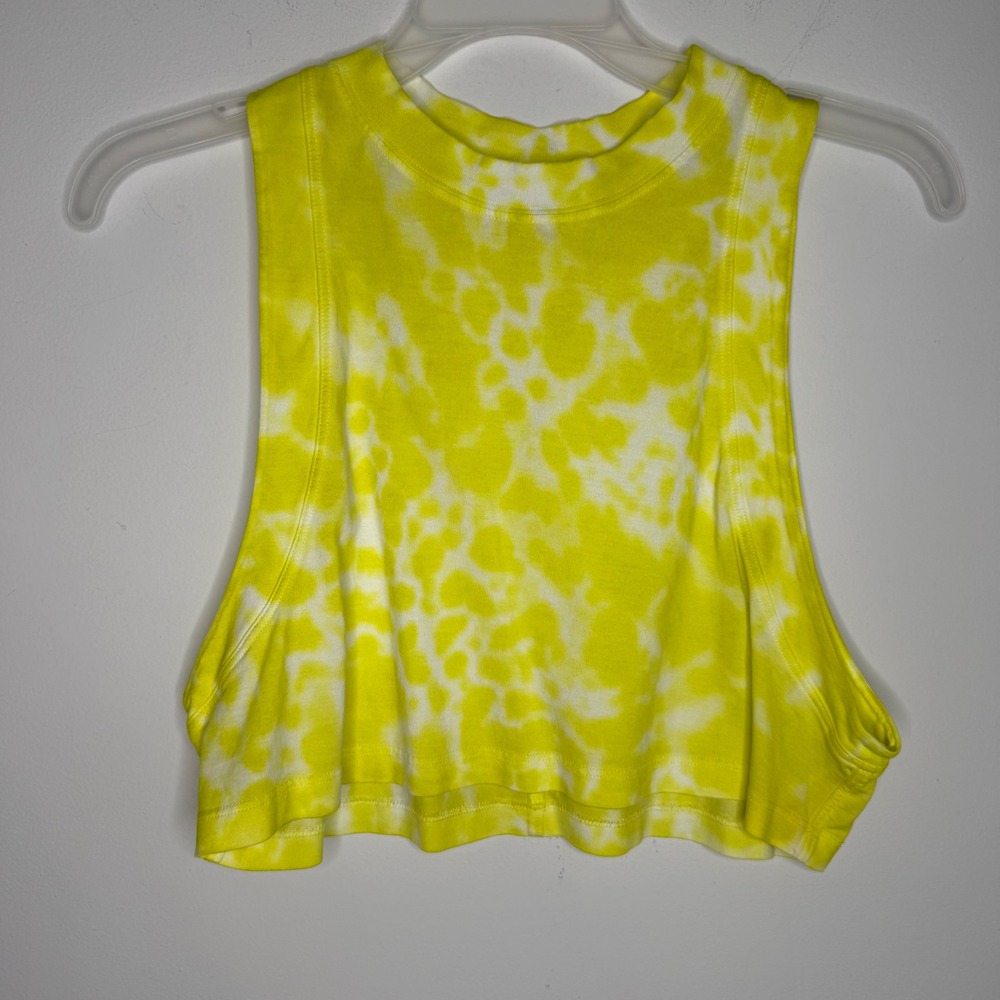 C7 Lululemon All Yours Crop Tank Yellow‎ White Tie Dye Muscle Top Sleeveless